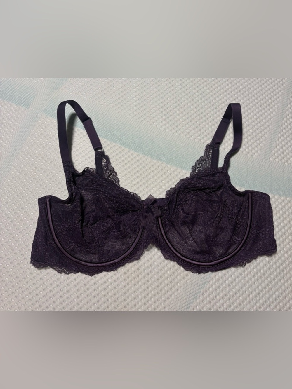 Adore Me Dark Purple Lace Underwire Unlined Bra